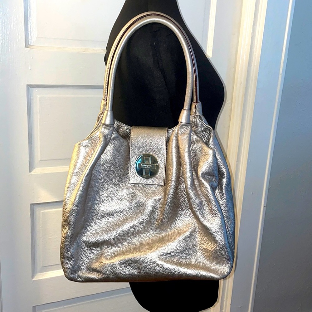 Kate Spade Platinum silver Leather shoulder Bag